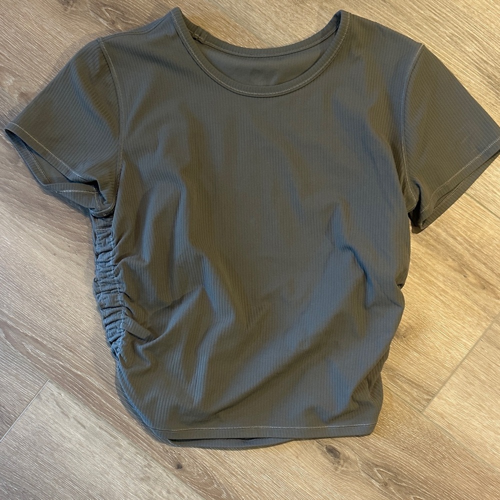 Lululemon Women's Olive Green Ruched Side Top